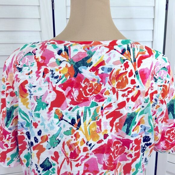 Chico's Abstract Notch Neck Tee Size 2 (12) Like New - Picture 11 of 15